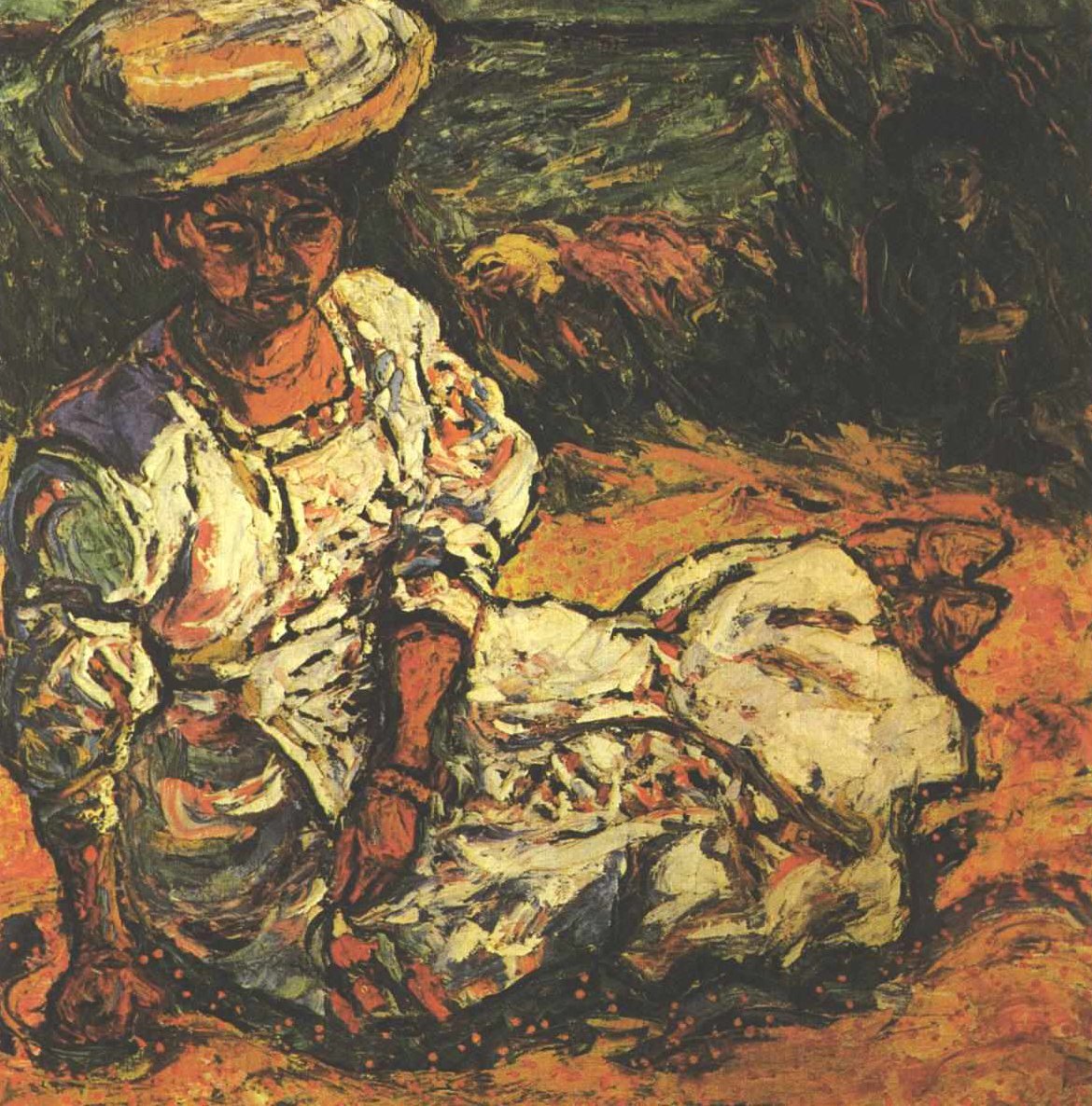 Portret damy w białej sukni autorstwa Ernst Ludwig Kirchner
