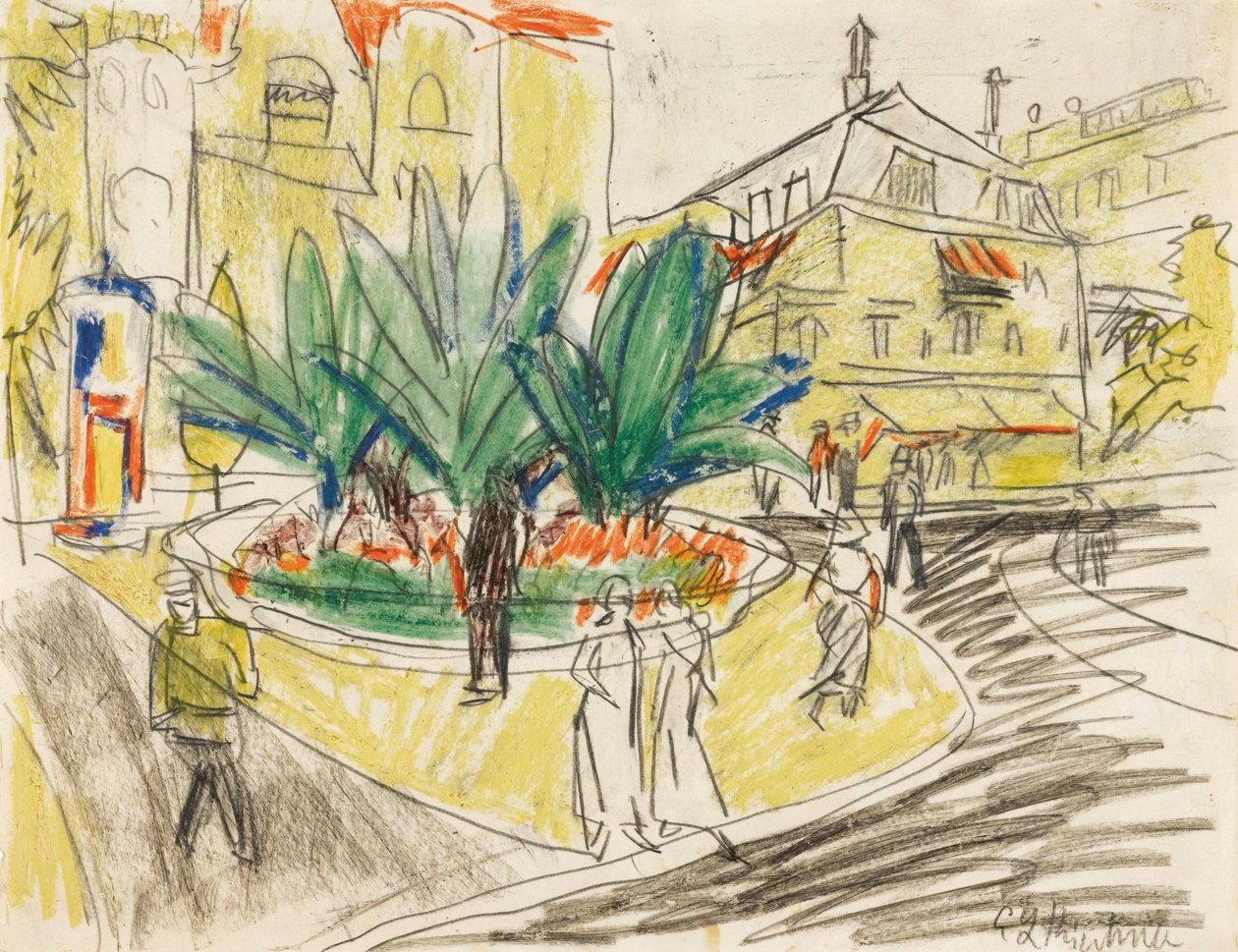 Bosket na Albertplatz w Dreźnie autorstwa Ernst Ludwig Kirchner