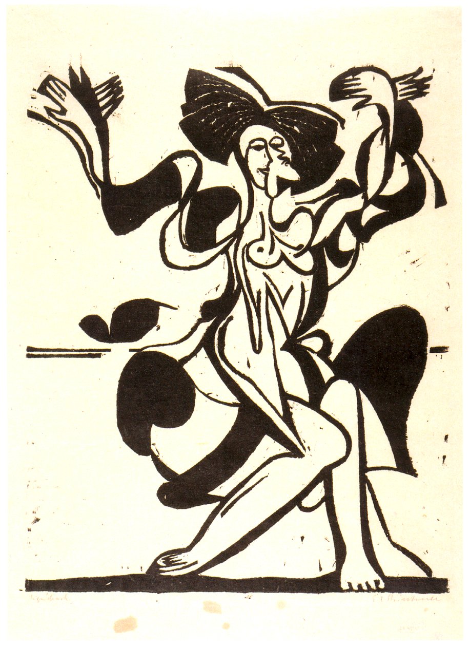 Tańcząca Mary Wigman autorstwa Ernst Ludwig Kirchner
