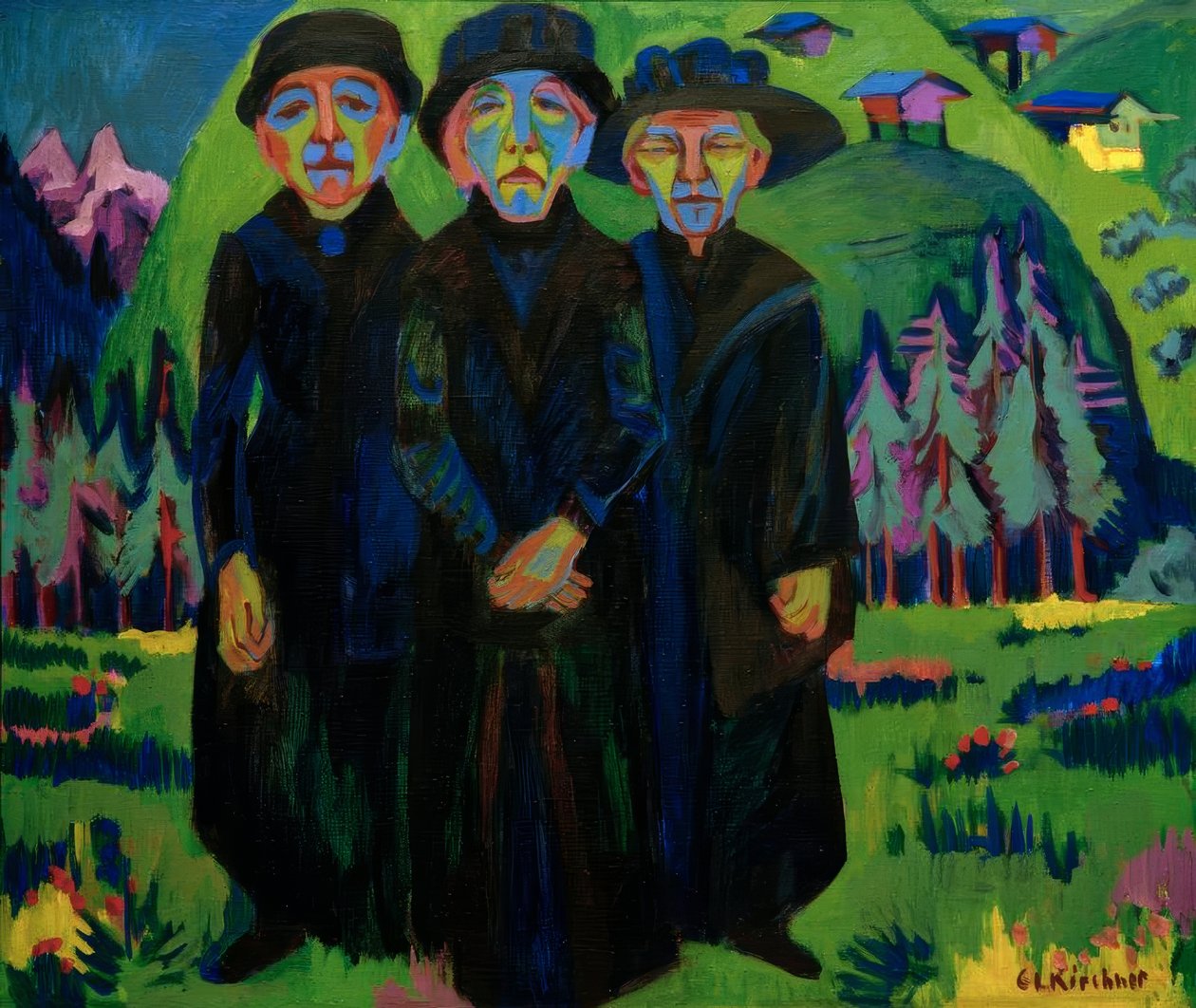 Trzy stare kobiety autorstwa Ernst Ludwig Kirchner