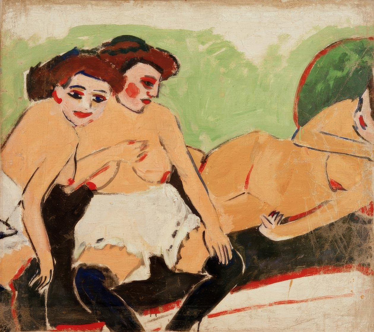 Trzy akty na czarnej sofie autorstwa Ernst Ludwig Kirchner