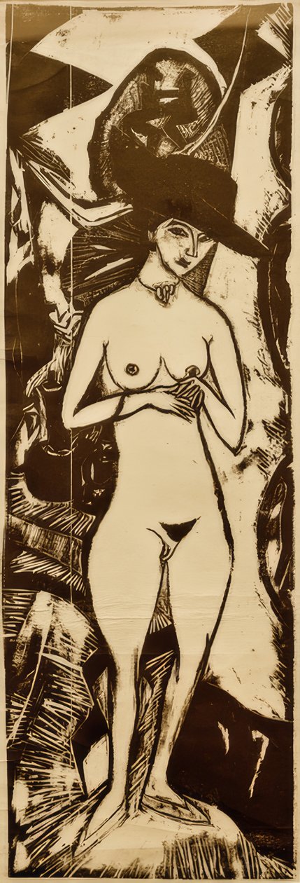 E.L. Kirchner, akt w czarnym kapeluszu autorstwa Ernst Ludwig Kirchner
