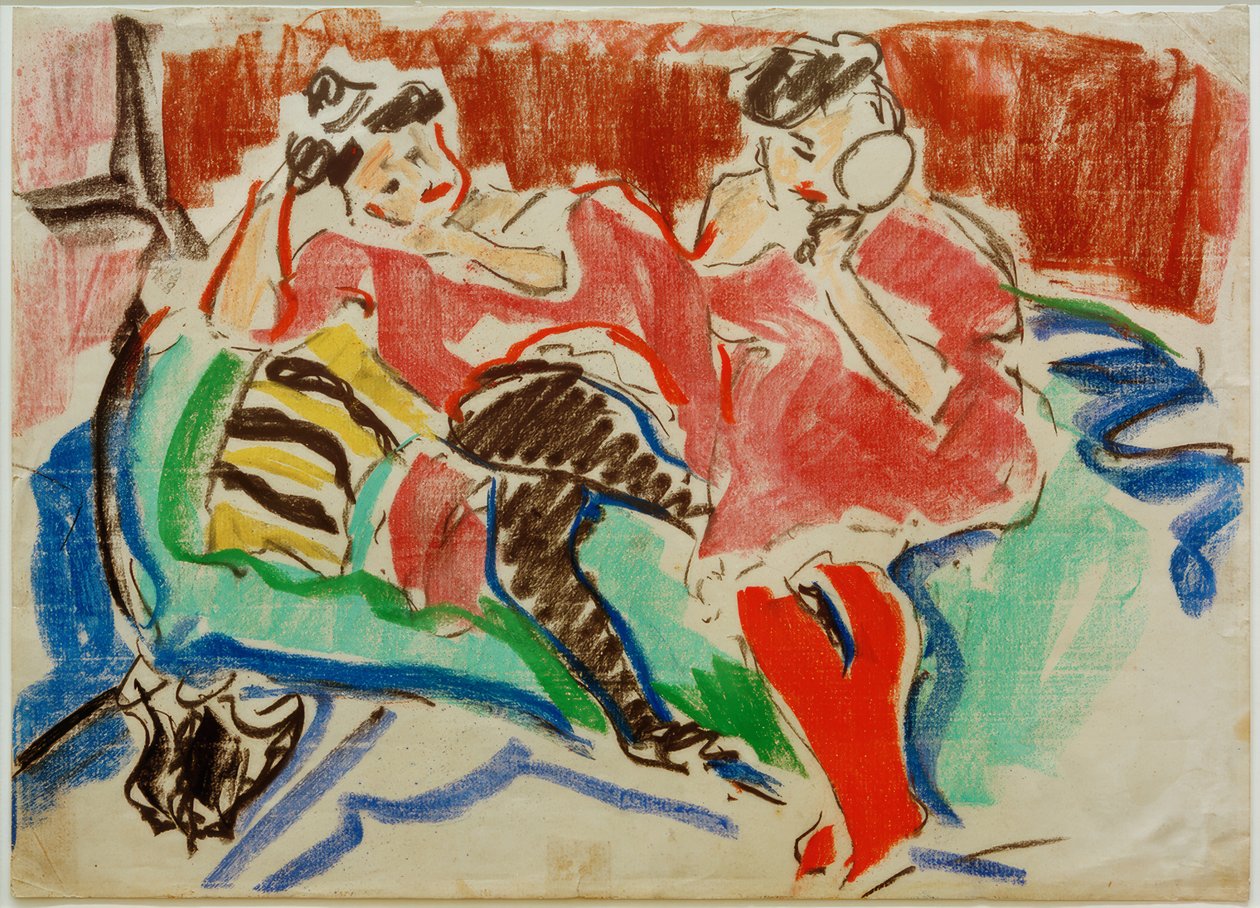 E.L. Kirchner, Dwie dziewczyny na kanapie autorstwa Ernst Ludwig Kirchner