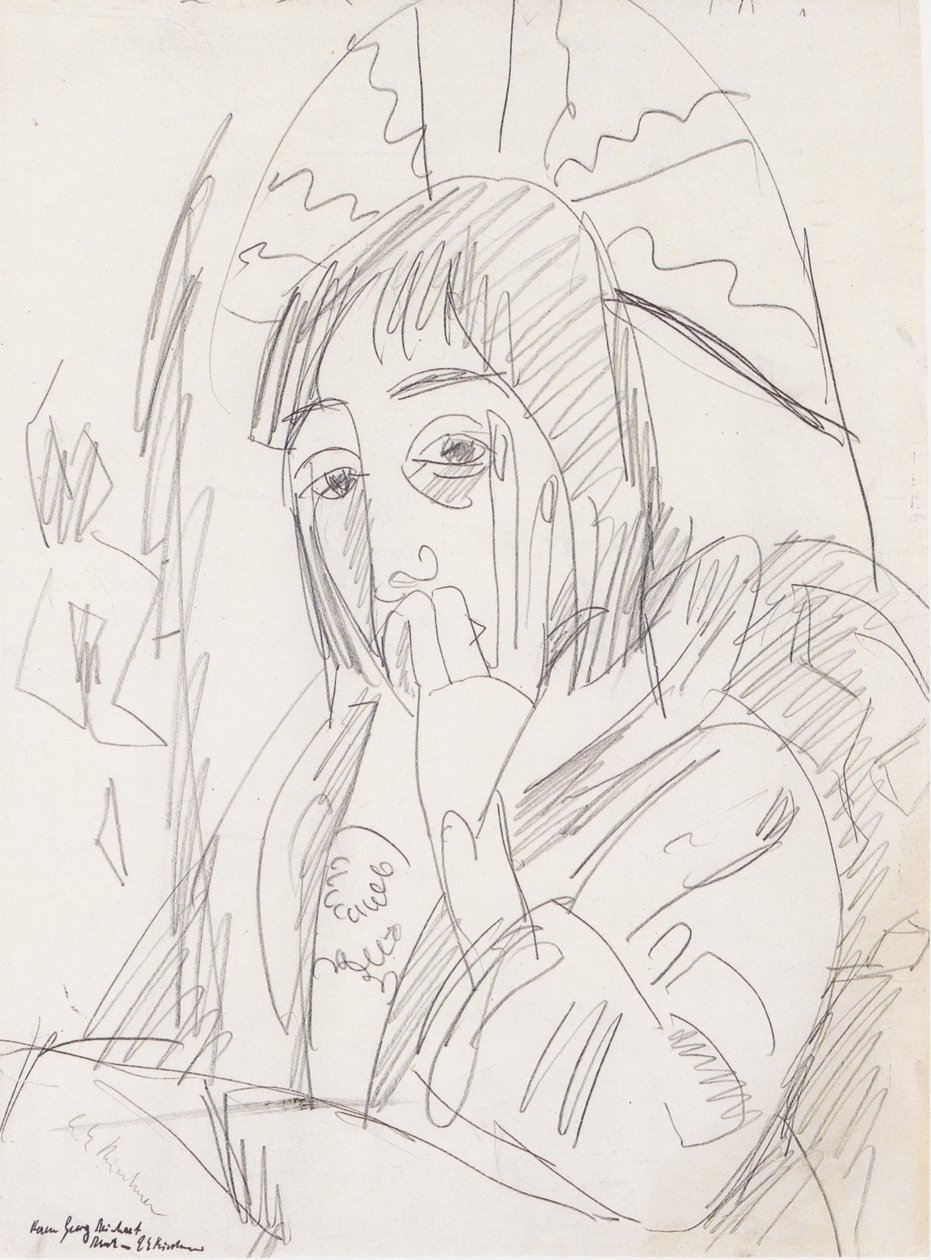 Erna z japońskim parasolem autorstwa Ernst Ludwig Kirchner