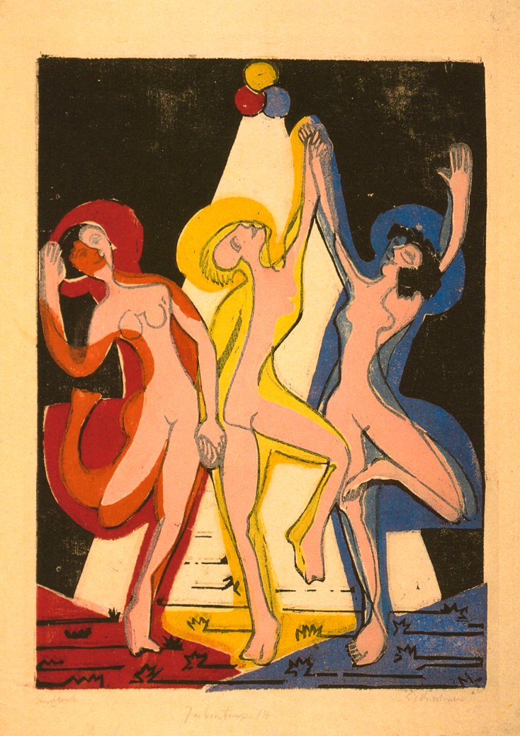 Kolorowy taniec autorstwa Ernst Ludwig Kirchner