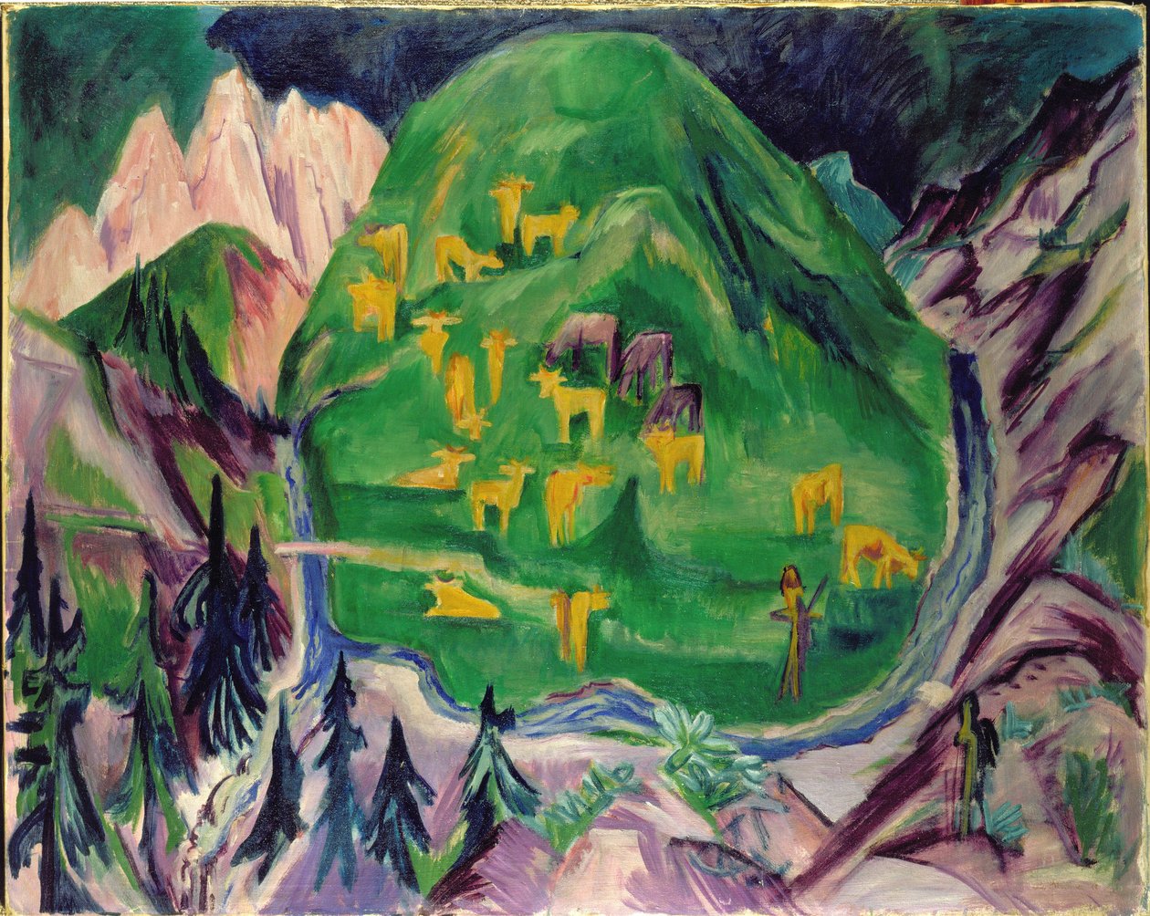 Pole zwierząt gospodarskich, 1918 r. autorstwa Ernst Ludwig Kirchner