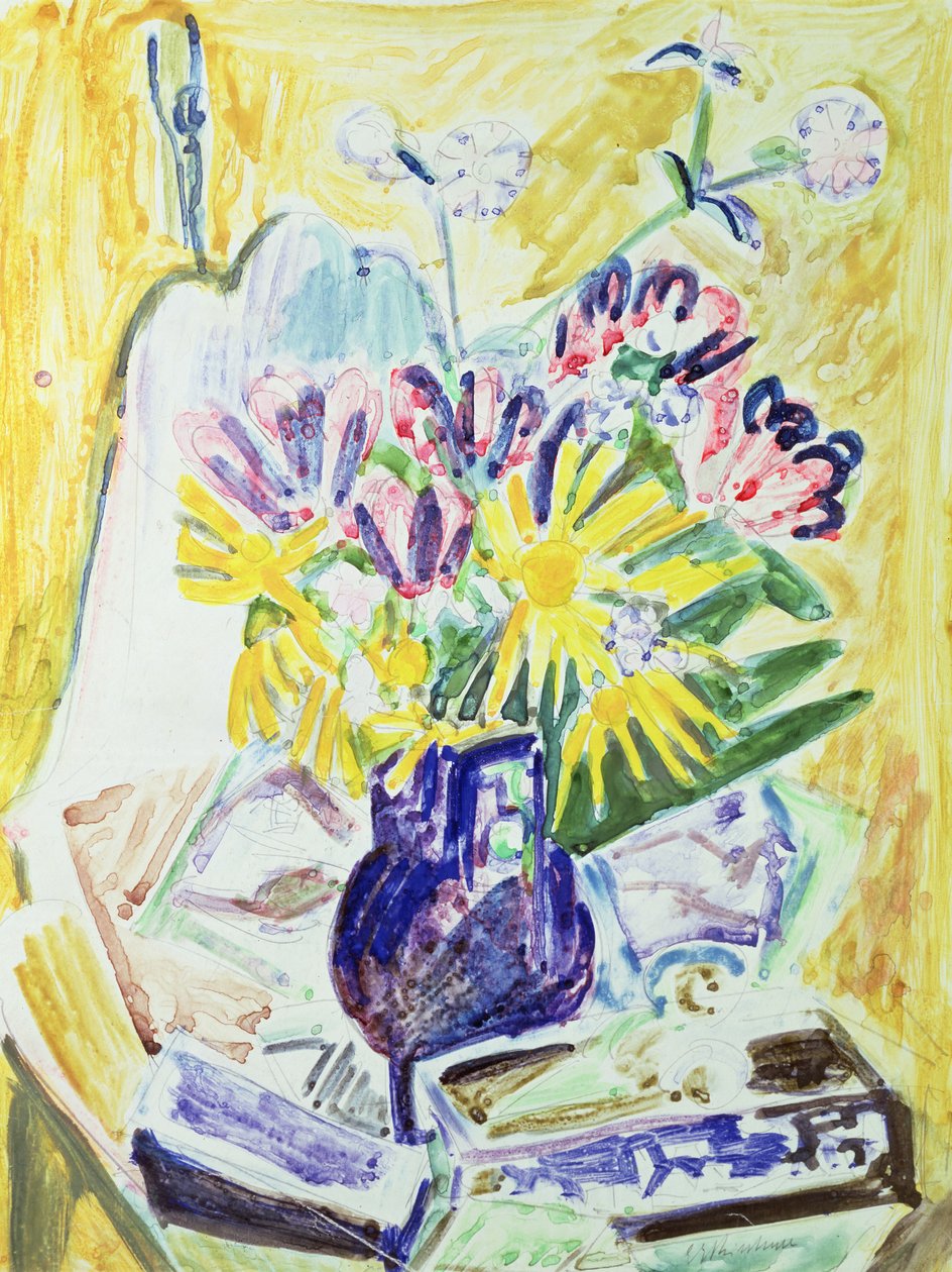Kwiaty w wazonie, 1918-19 (wc na papierze) autorstwa Ernst Ludwig Kirchner