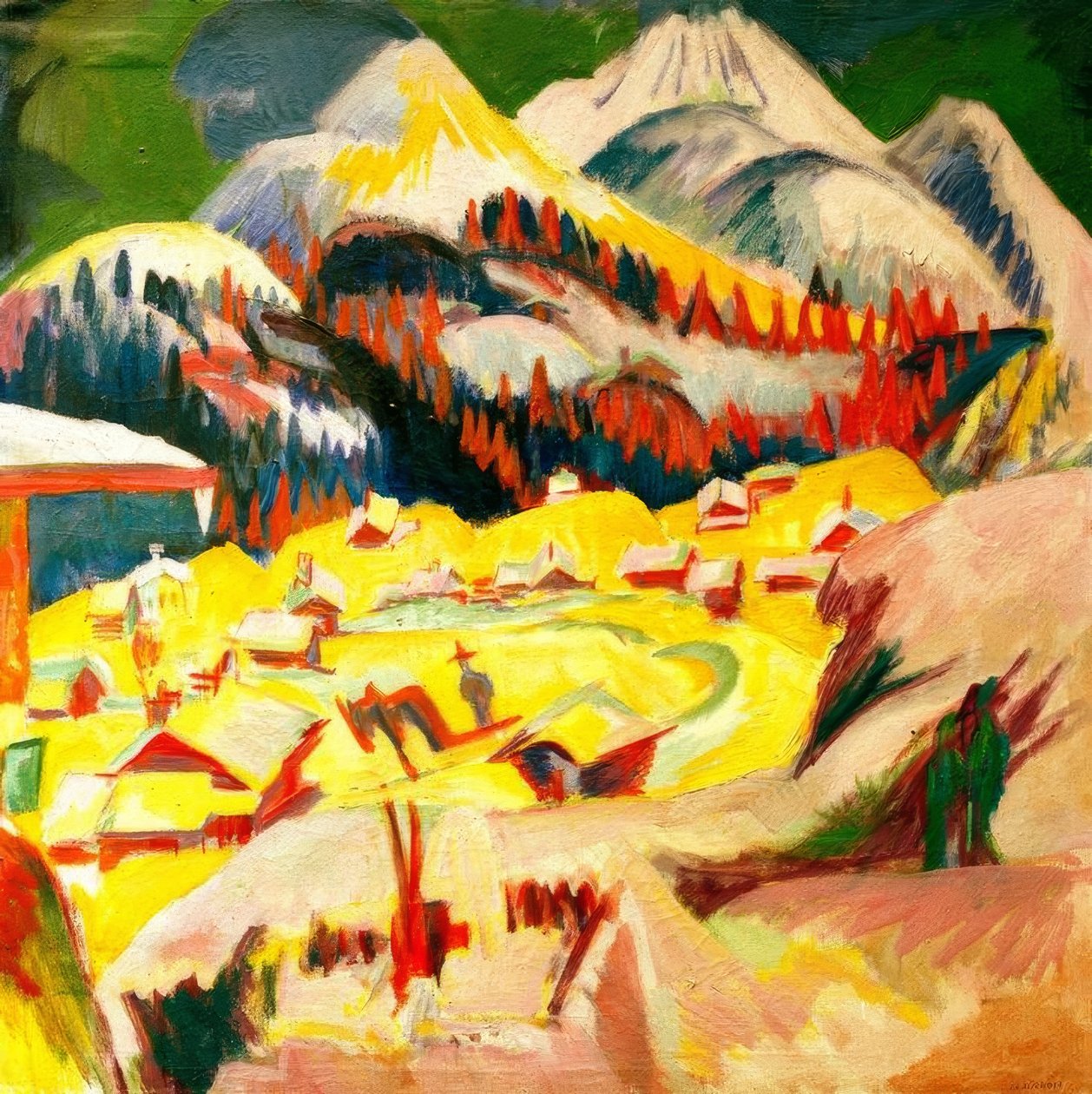 Frauenkirch im Winter autorstwa Ernst Ludwig Kirchner