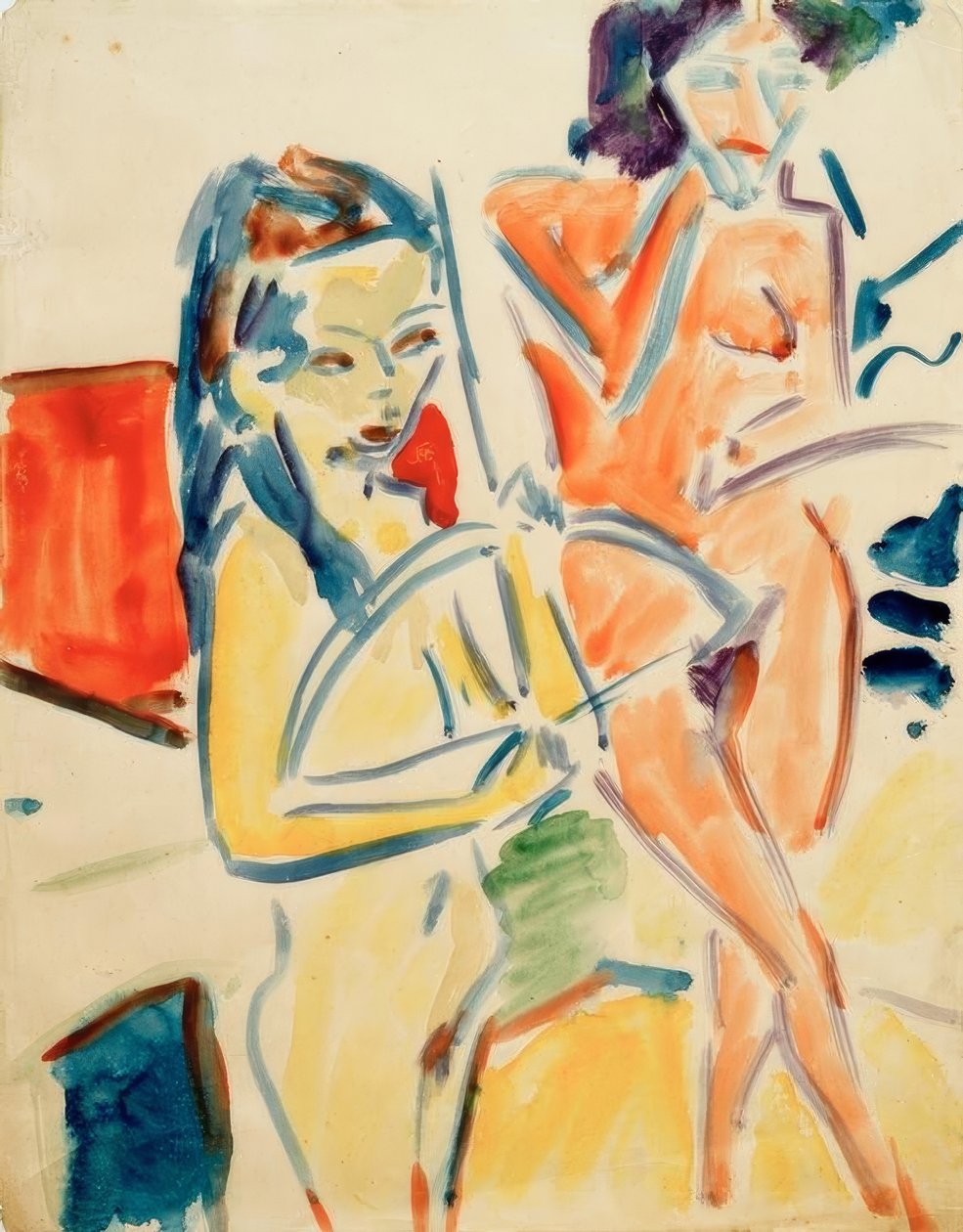 Fränzi z kokardą i nago autorstwa Ernst Ludwig Kirchner