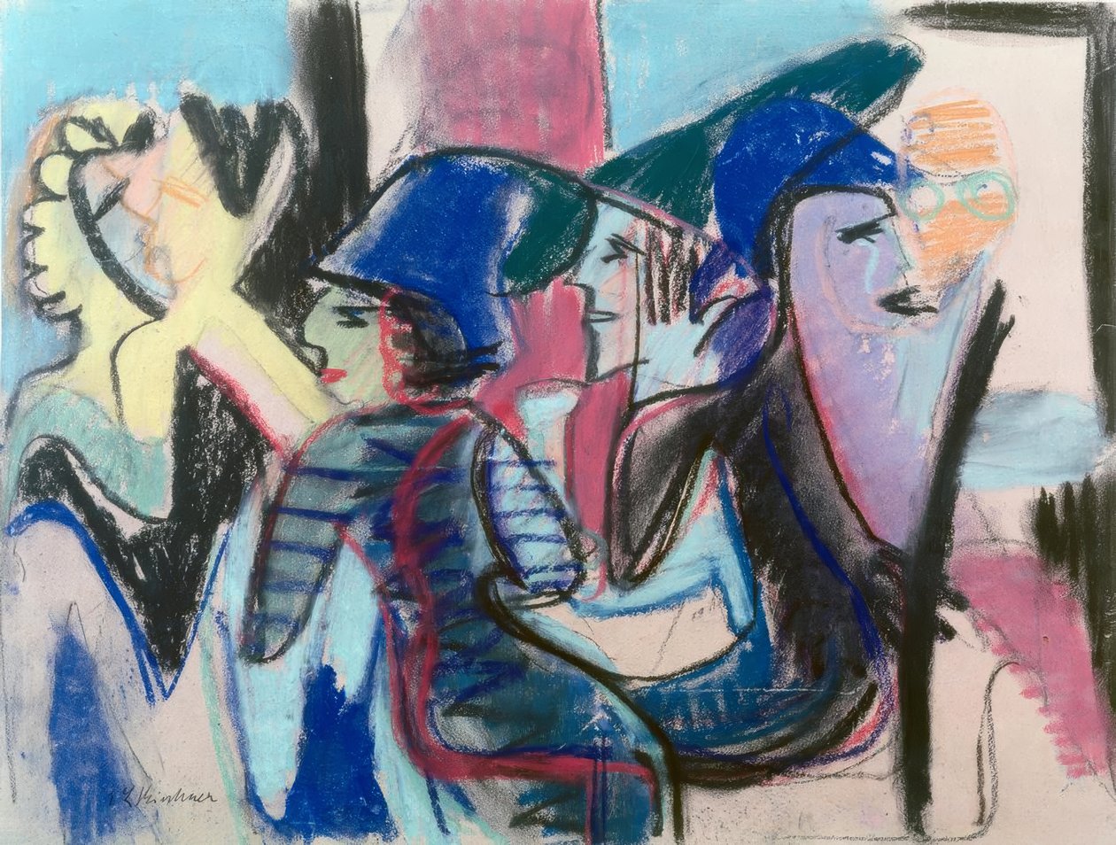 Pięciu gości w kawiarni autorstwa Ernst Ludwig Kirchner