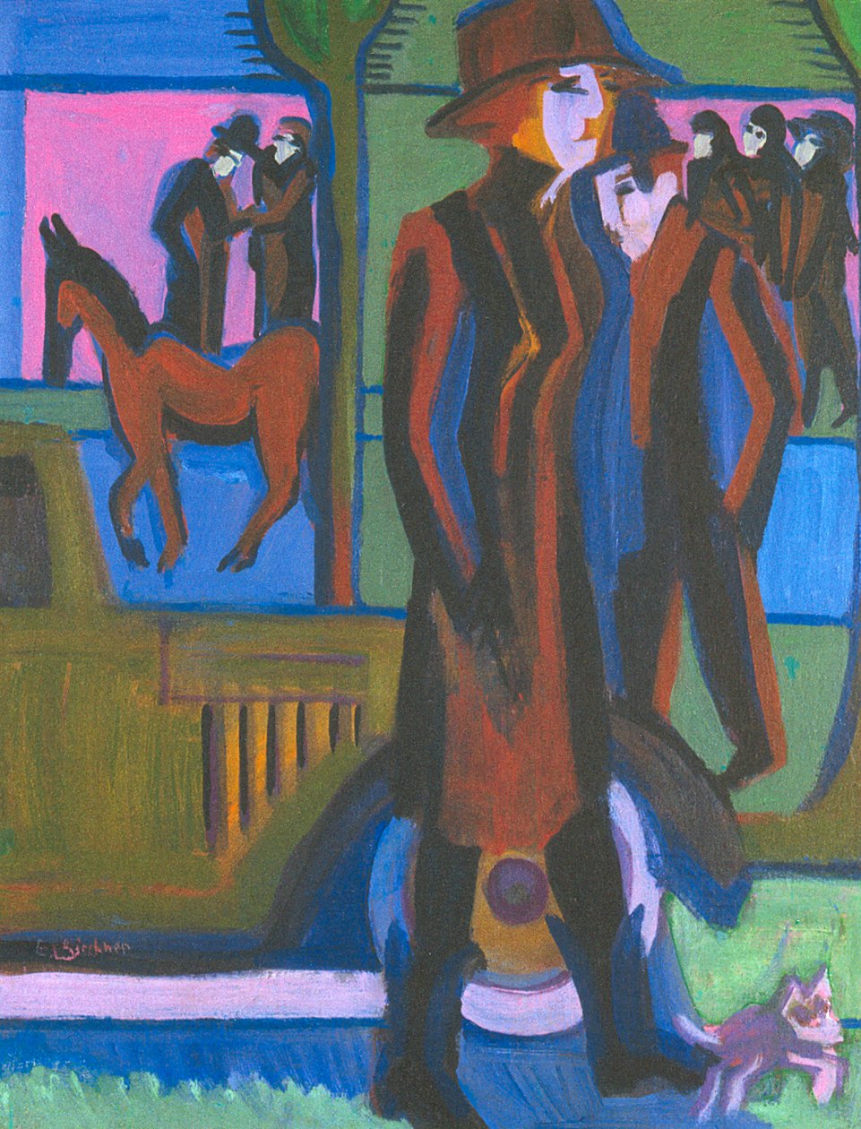 Chodząca dama ze szczeniakiem autorstwa Ernst Ludwig Kirchner
