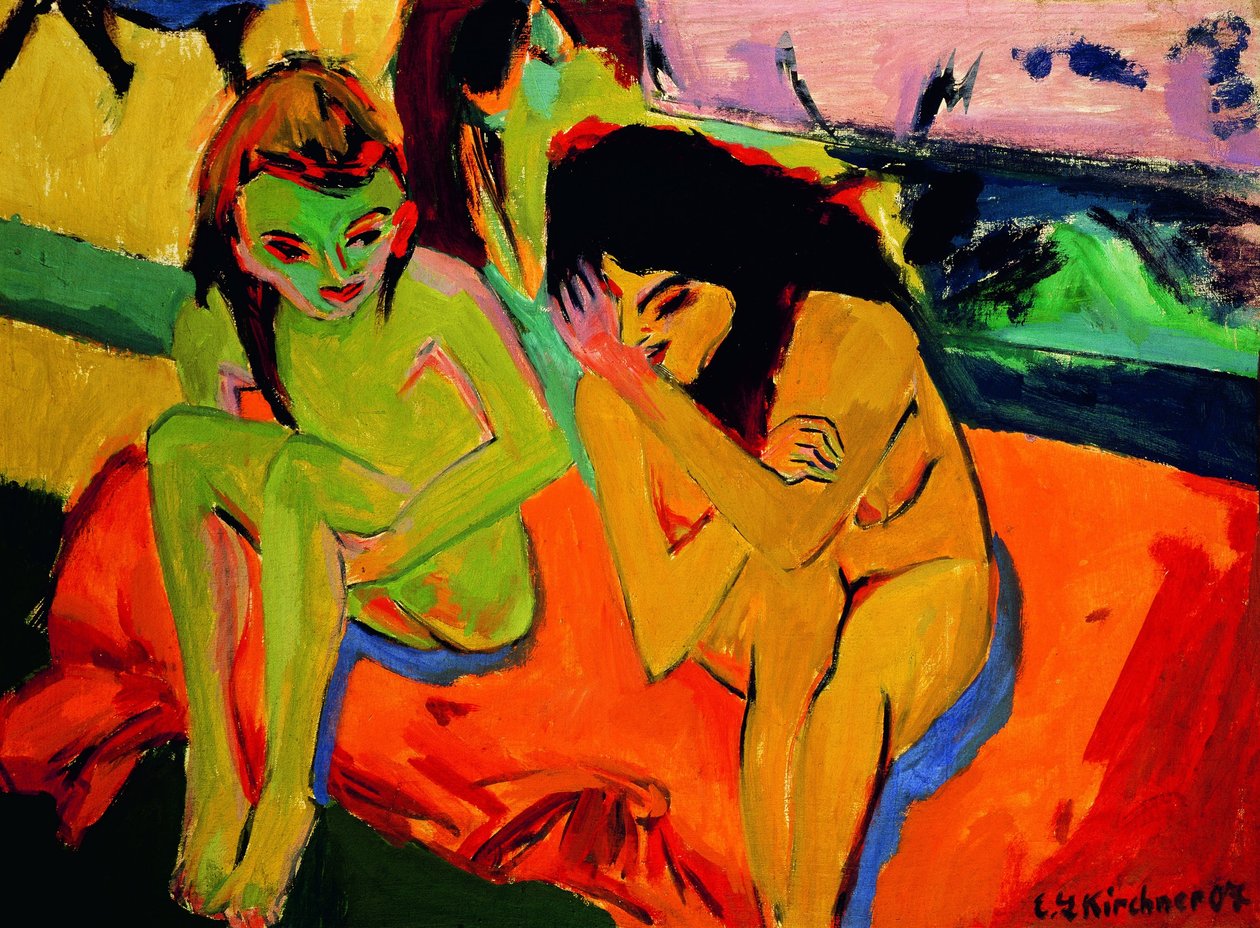 Nagie dziewczyny rozmawiają autorstwa Ernst Ludwig Kirchner