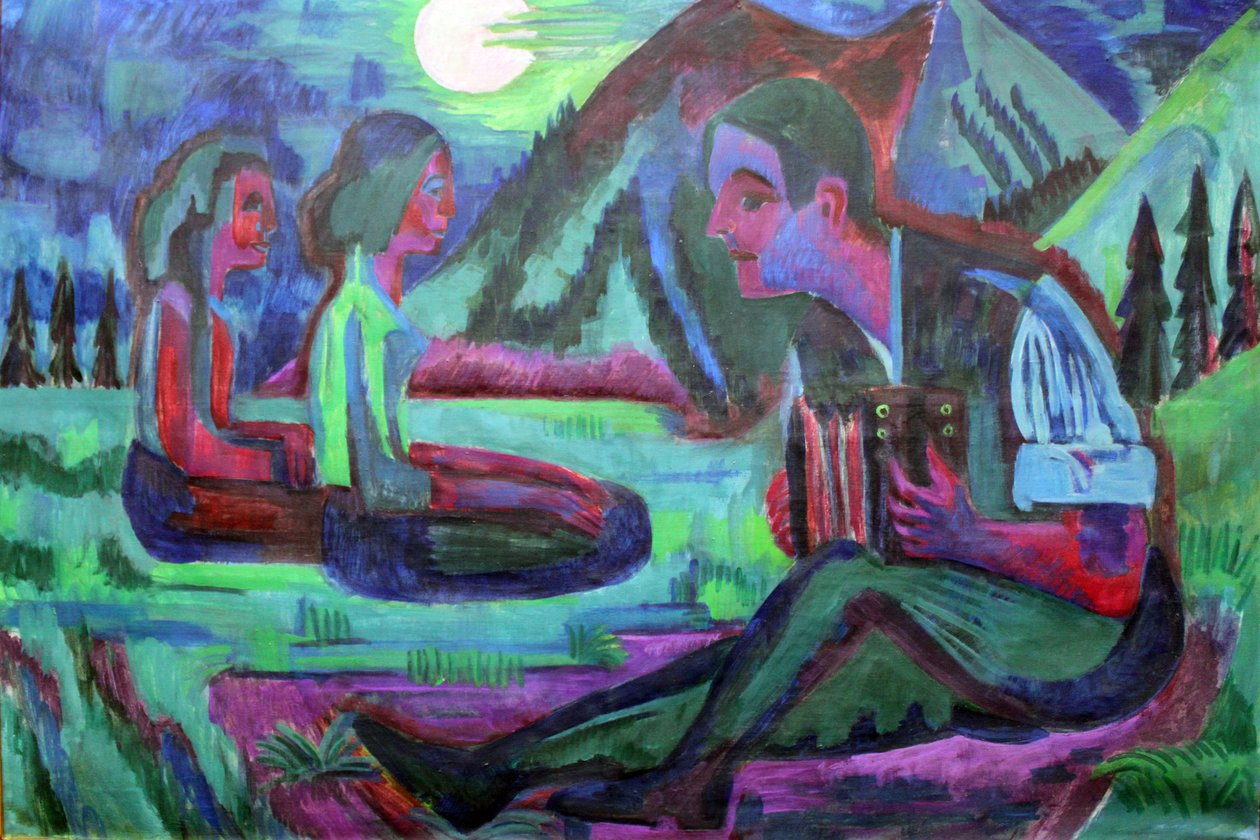 Handorgler w Mondnacht autorstwa Ernst Ludwig Kirchner
