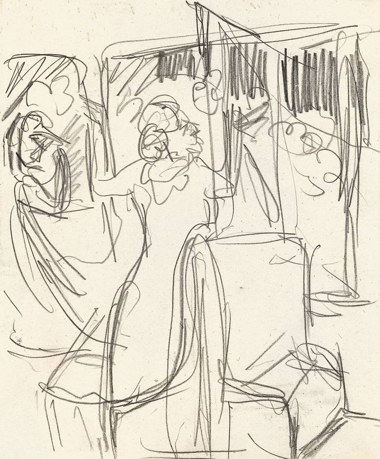 W pociągu autorstwa Ernst Ludwig Kirchner