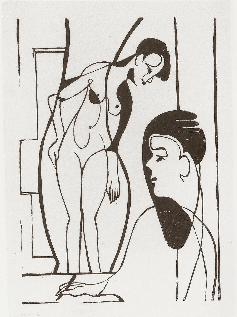 Artysta i modelka autorstwa Ernst Ludwig Kirchner