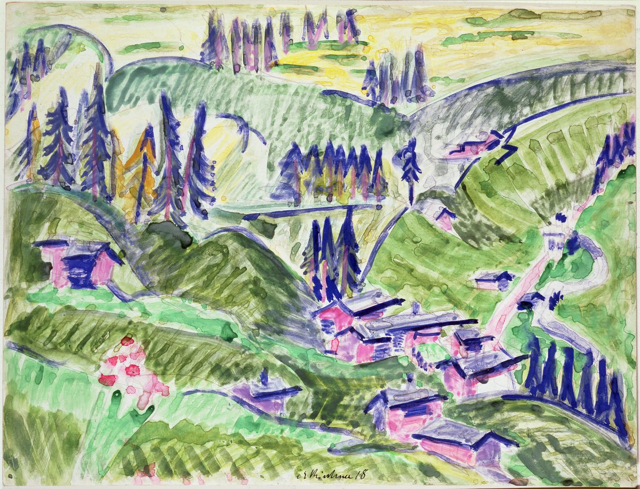 Krajobraz, 1918 autorstwa Ernst Ludwig Kirchner