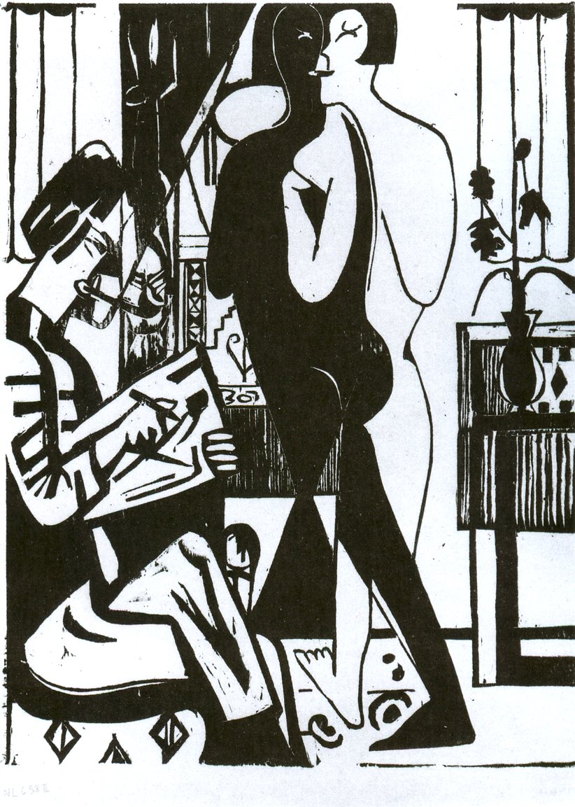 Malarz i modelka autorstwa Ernst Ludwig Kirchner