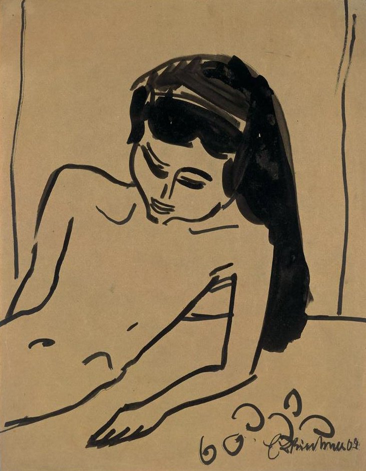 Dziewczyna z rozpuszczonymi włosami autorstwa Ernst Ludwig Kirchner