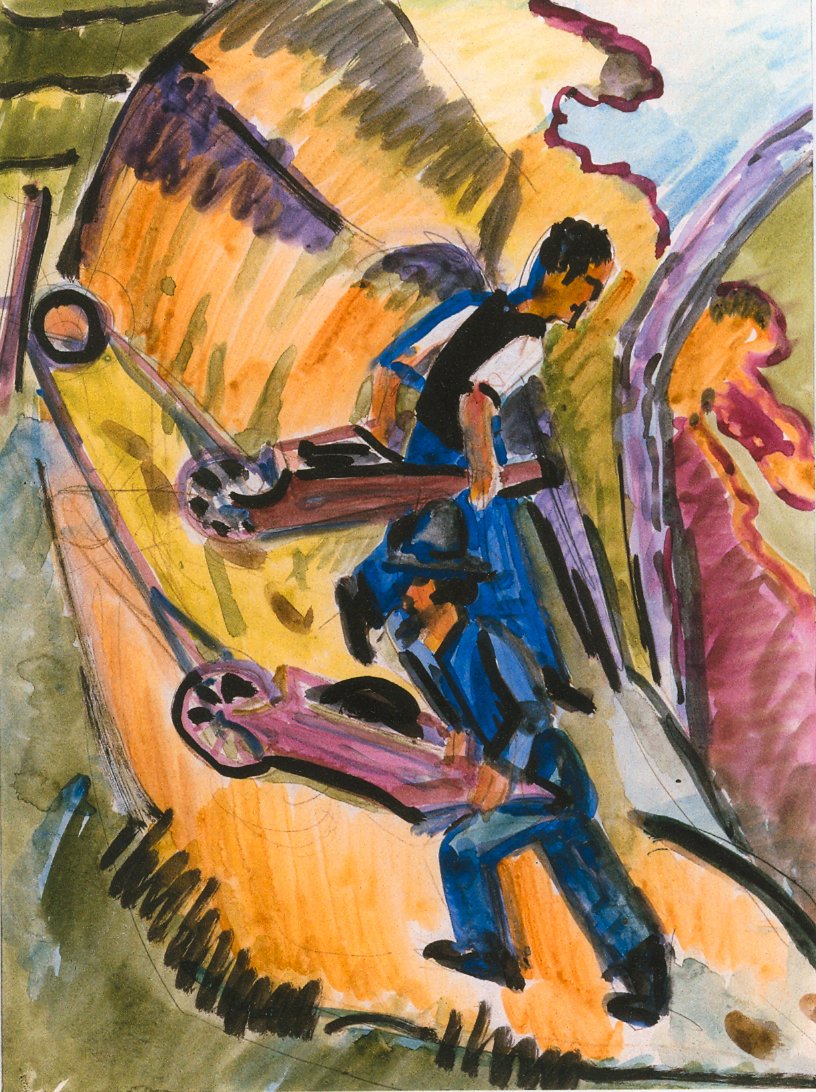 Mężczyźni z taczkami autorstwa Ernst Ludwig Kirchner
