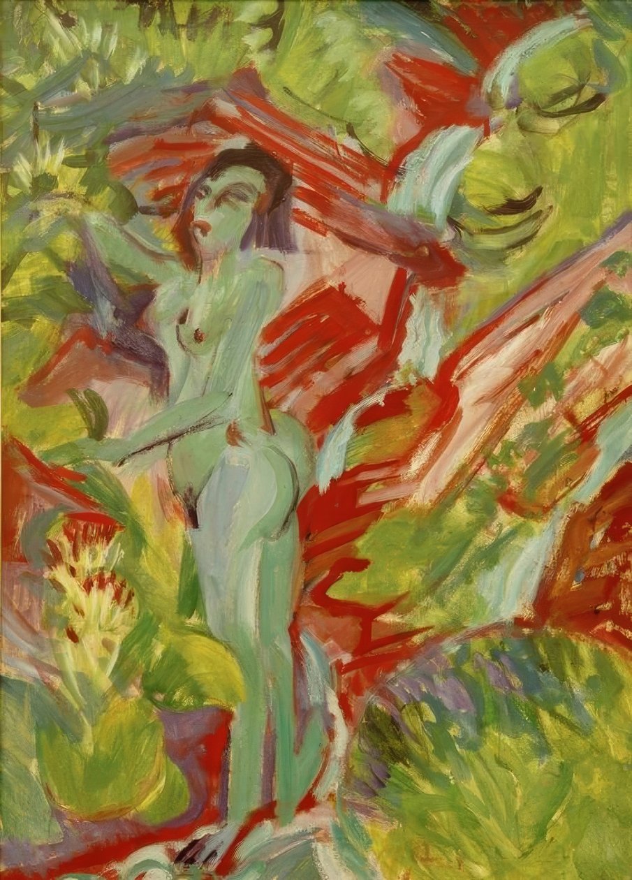 Naga kobieta u źródła autorstwa Ernst Ludwig Kirchner
