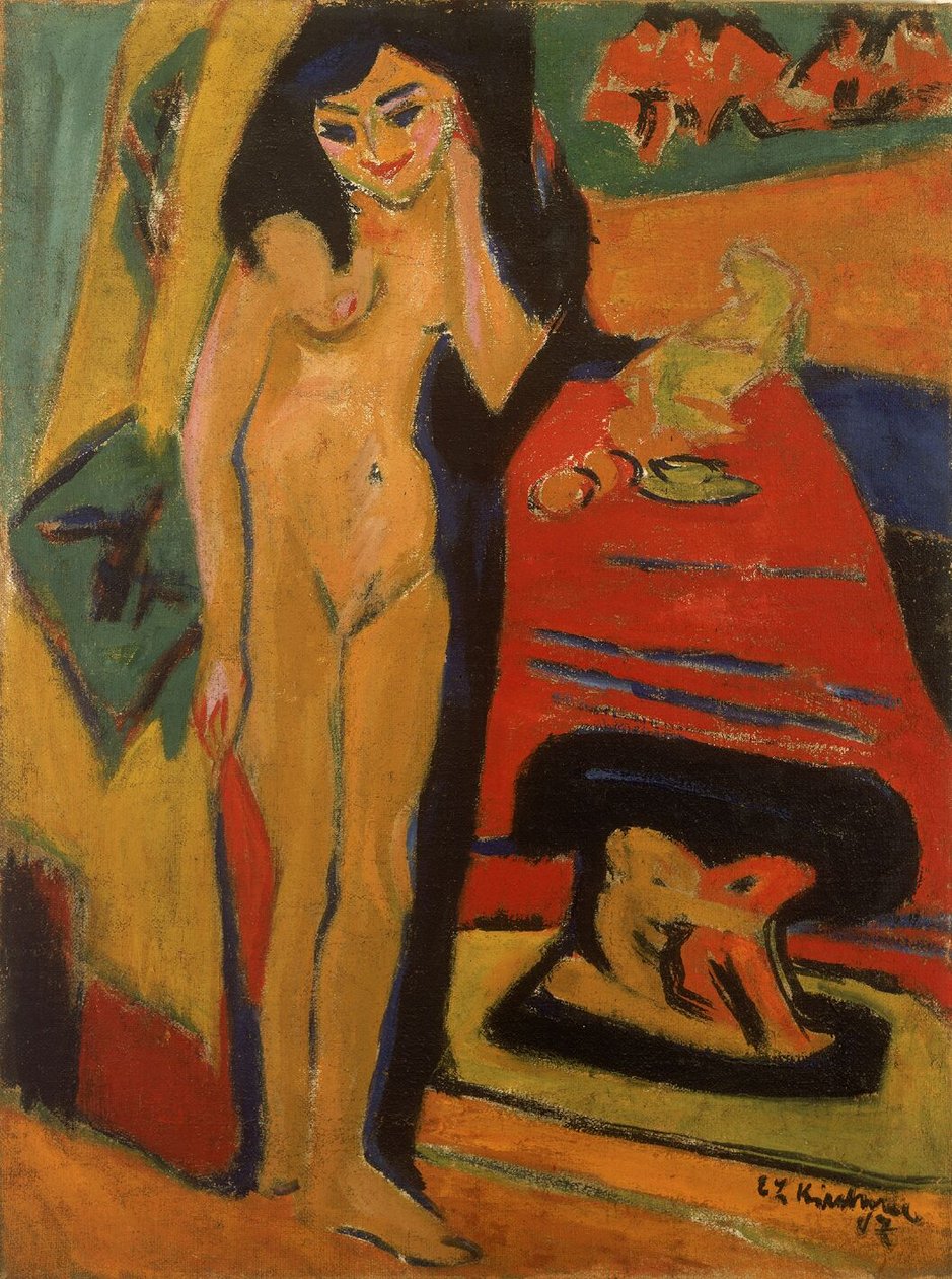 Naga dziewczyna za zasłoną autorstwa Ernst Ludwig Kirchner