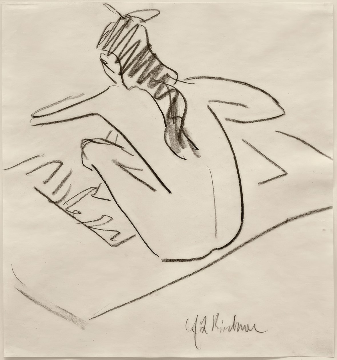 Bez tytułu (Siedzący Fränzi od tyłu) autorstwa Ernst Ludwig Kirchner
