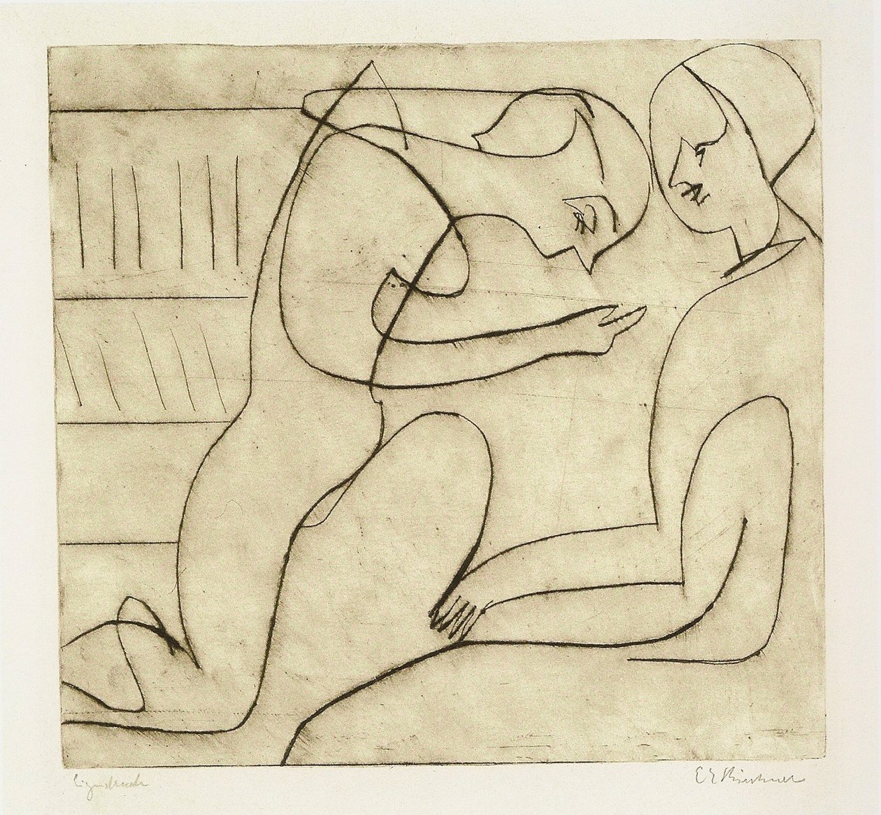 Para w bibliotece autorstwa Ernst Ludwig Kirchner