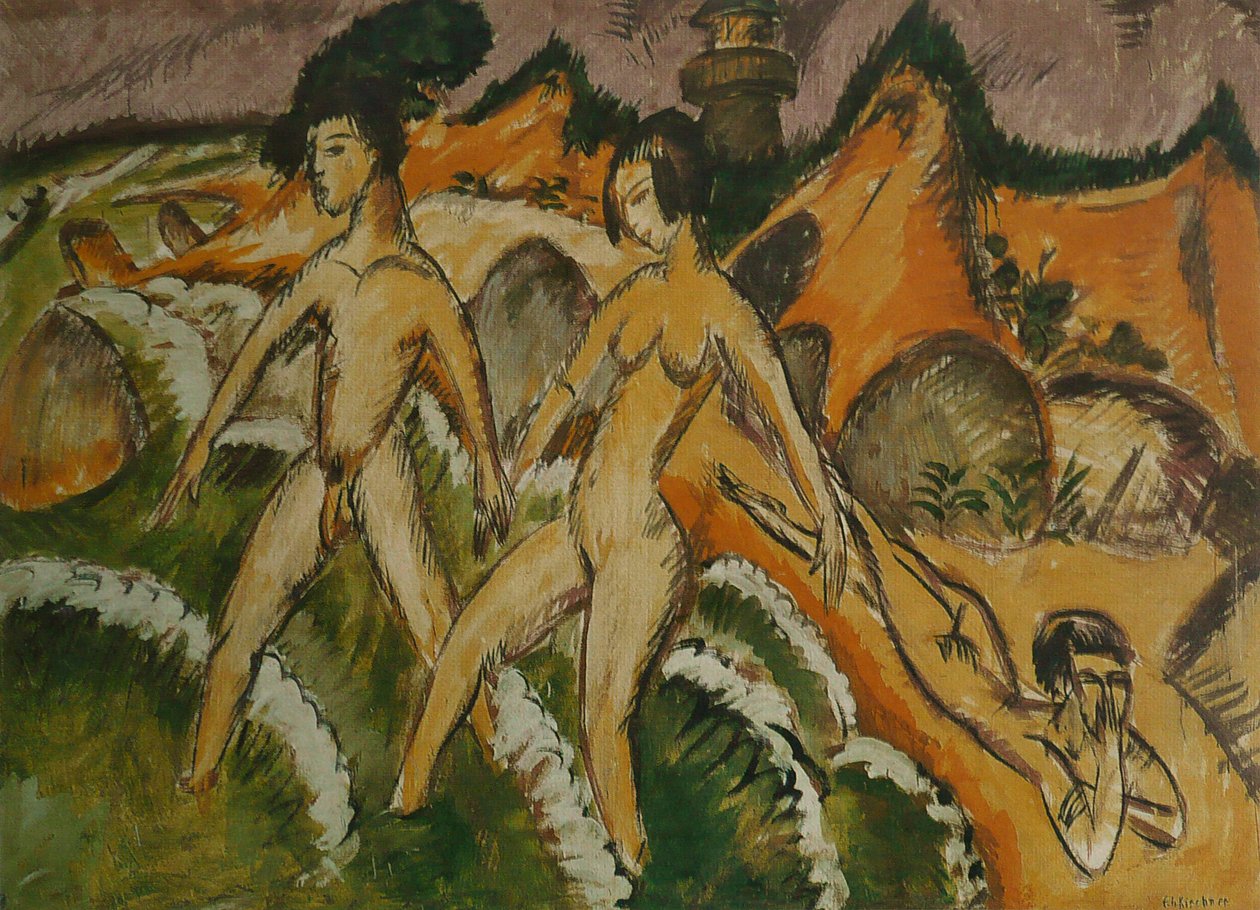 Ludzie wchodzący do morza autorstwa Ernst Ludwig Kirchner