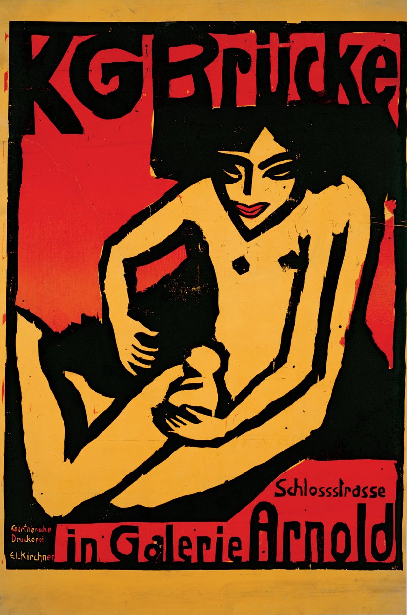 Plakat wystawy grupy artystów Die Brücke w Galerii Arnolda w Dreźnie autorstwa Ernst Ludwig Kirchner