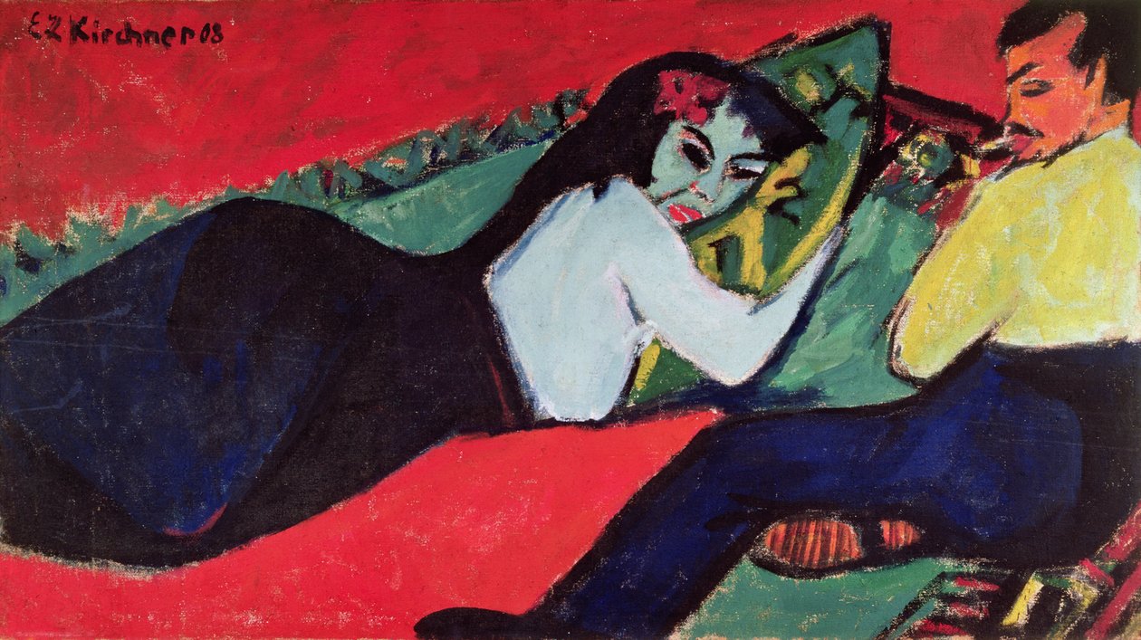 Kobieta w pozycji leżącej autorstwa Ernst Ludwig Kirchner
