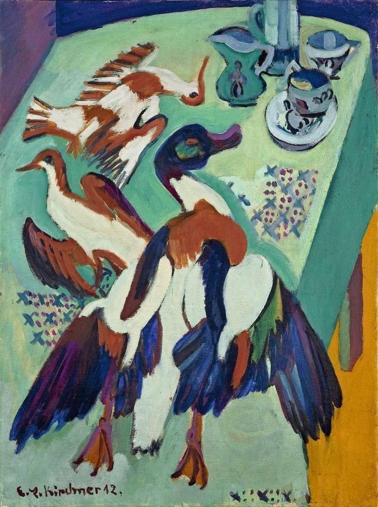 Martwa natura z kaczką i bekasem autorstwa Ernst Ludwig Kirchner