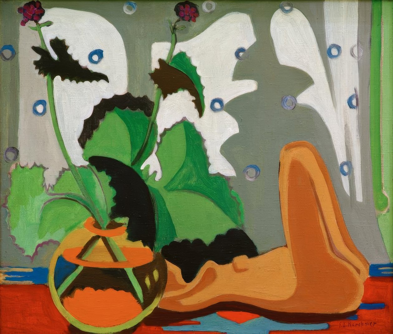 Martwa natura z plastikiem przed oknem autorstwa Ernst Ludwig Kirchner