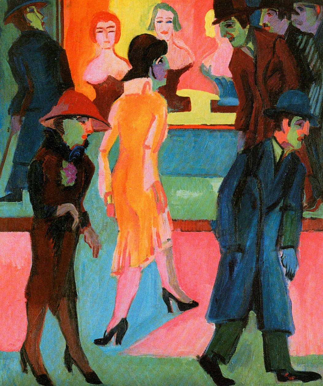 Scena uliczna przed salonem fryzjerskim autorstwa Ernst Ludwig Kirchner