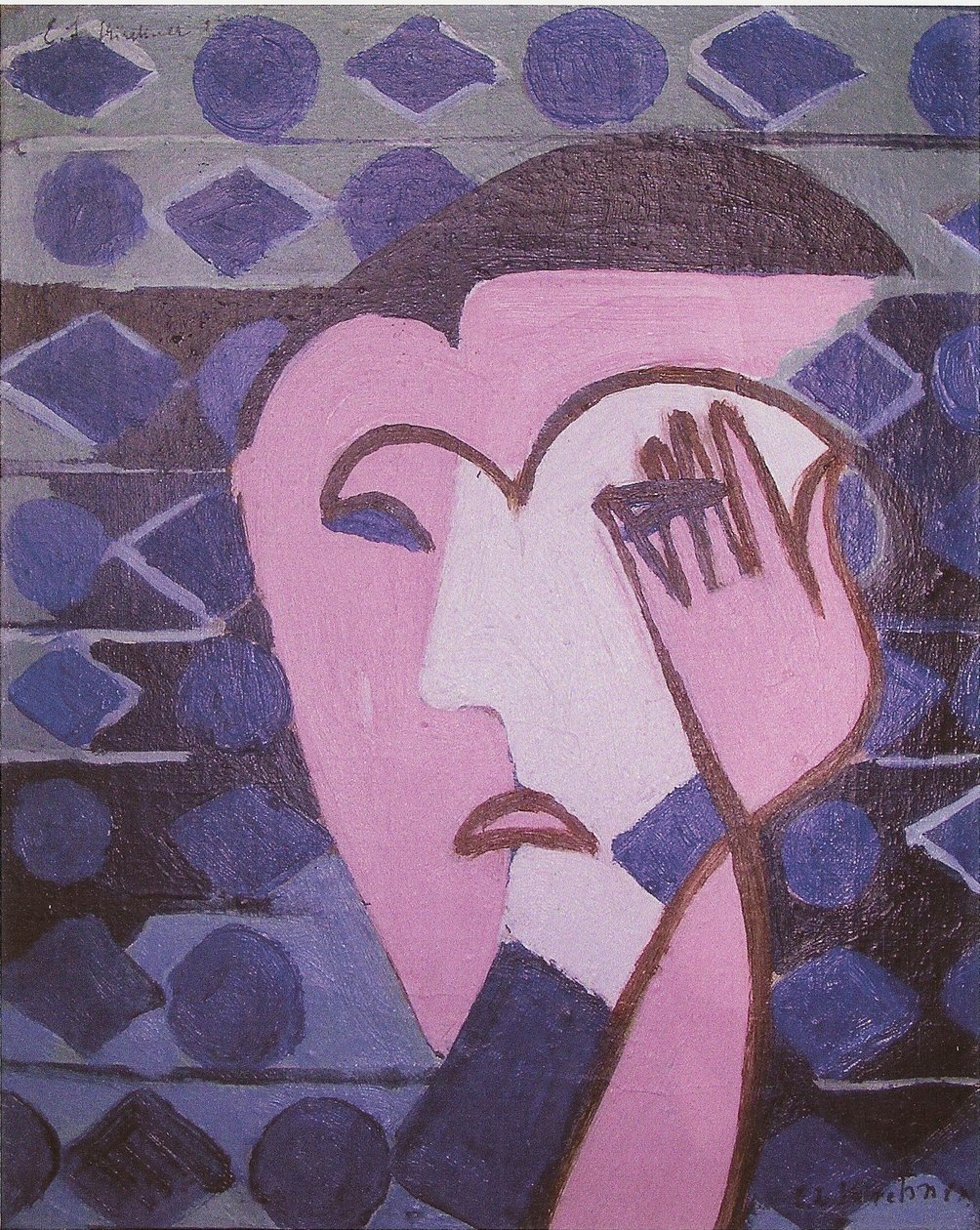 Smutna głowa kobiety autorstwa Ernst Ludwig Kirchner