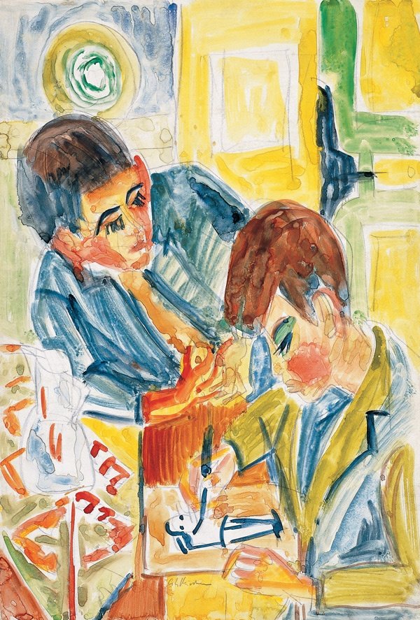 Rysowanie chłopców autorstwa Ernst Ludwig Kirchner
