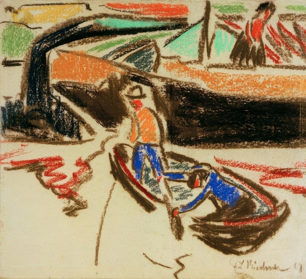Barka i ponton autorstwa Ernst Ludwig Kirchner