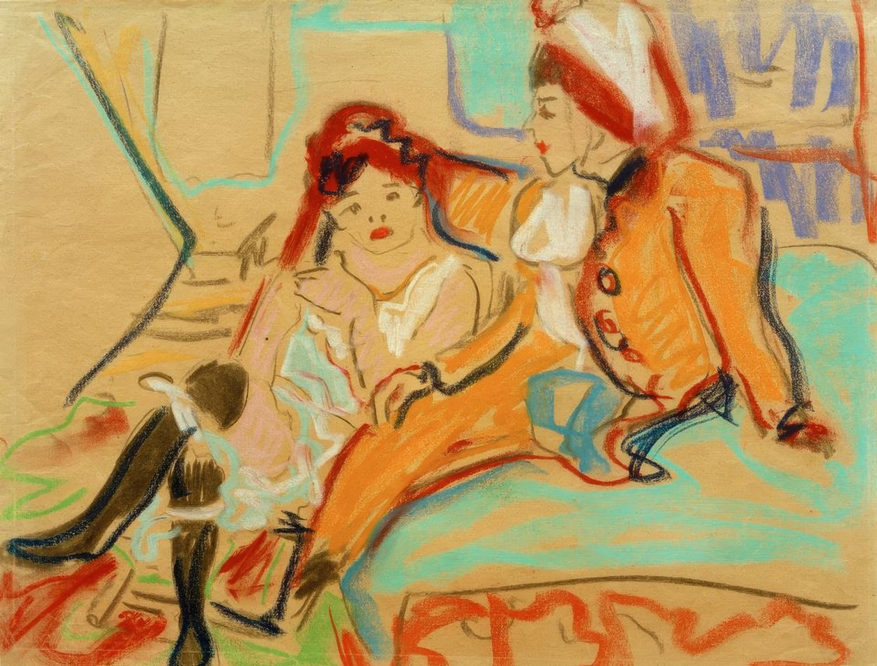 Dwie dziewczyny na kanapie autorstwa Ernst Ludwig Kirchner
