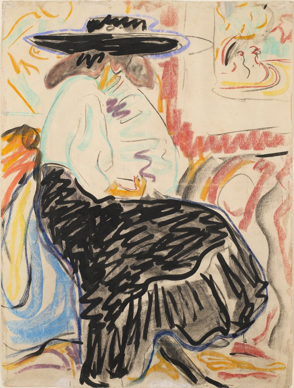 Siedząca kobieta w studio autorstwa Ernst Ludwig Kirchner