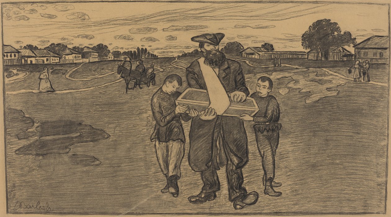 Pogrzeb dziecka w Rosji autorstwa Ernst Barlach