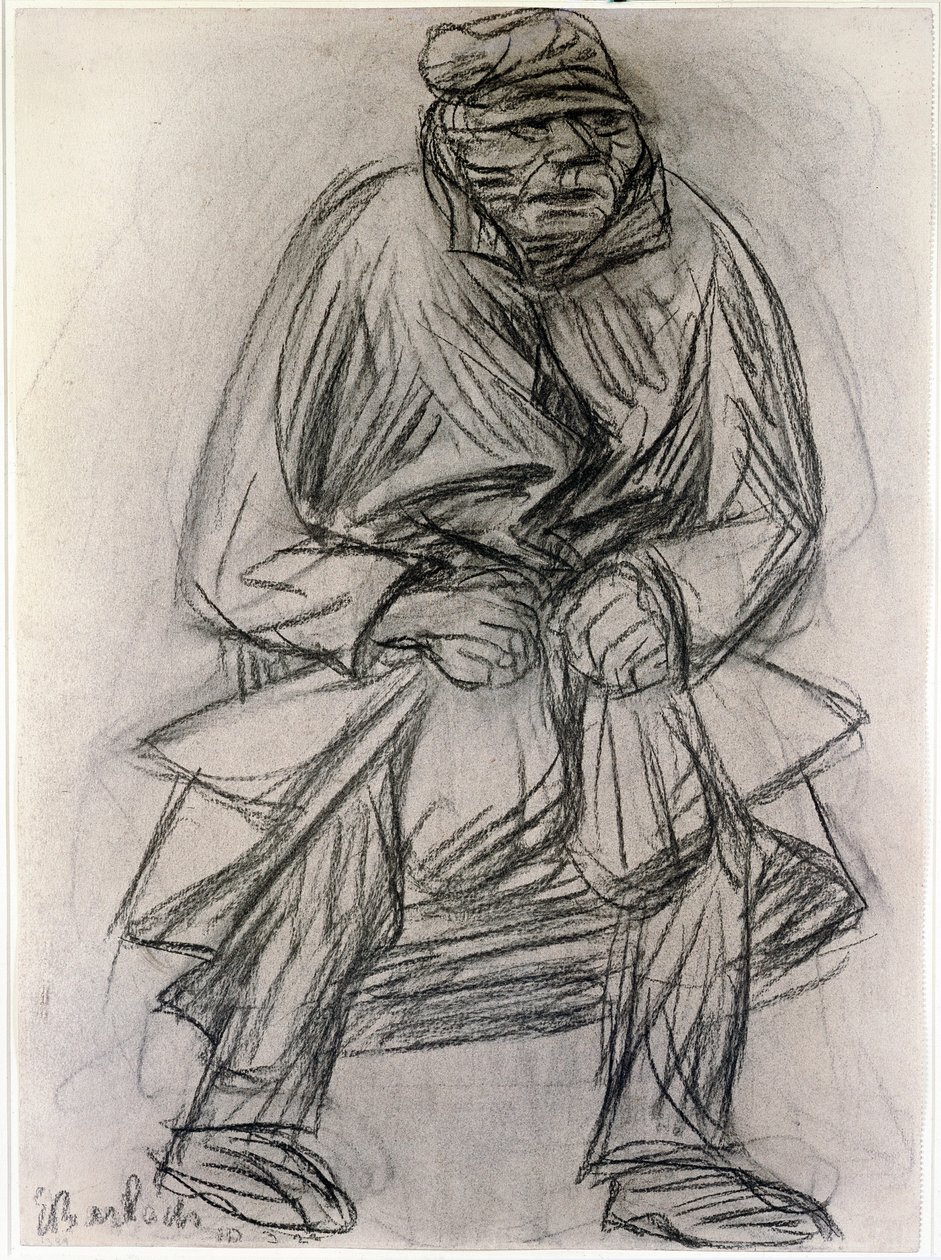 Postać żebraka. Rysunek Ernsta Barlacha (1870-1938) Muzeum Sztuki Nowoczesnej w Nowym Jorku autorstwa Ernst Barlach
