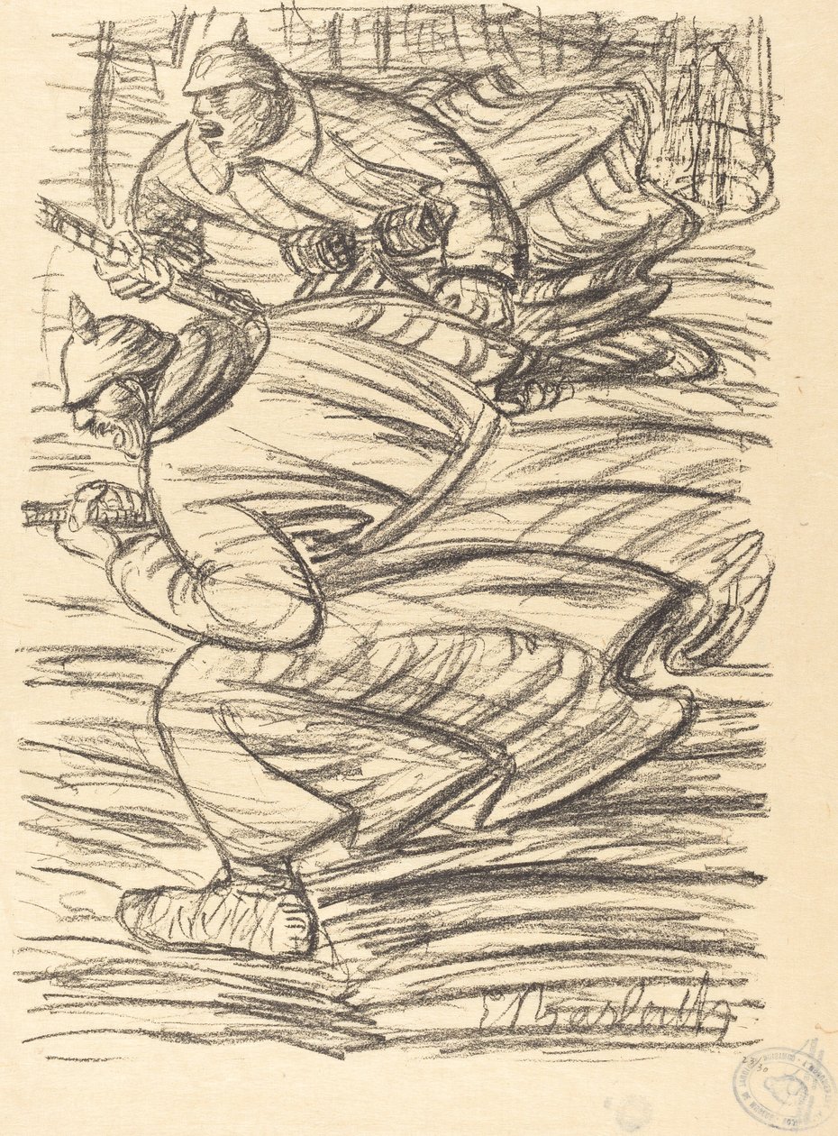 Napaść, opublikowana 1915. autorstwa Ernst Barlach