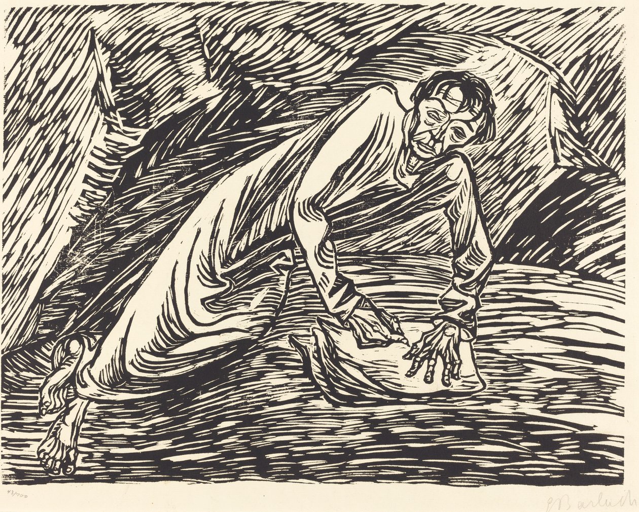 Piszący prorok św. Jan na Patmos, 1919. autorstwa Ernst Barlach