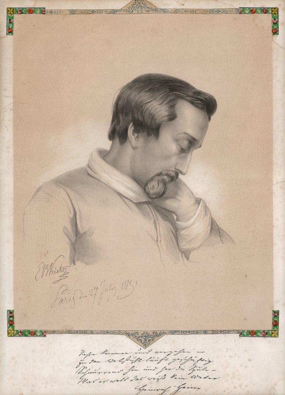 Julius Ernst Benedikt Kietz, Portret Heinricha Heinego autorstwa Ernst Benedikt Kietz