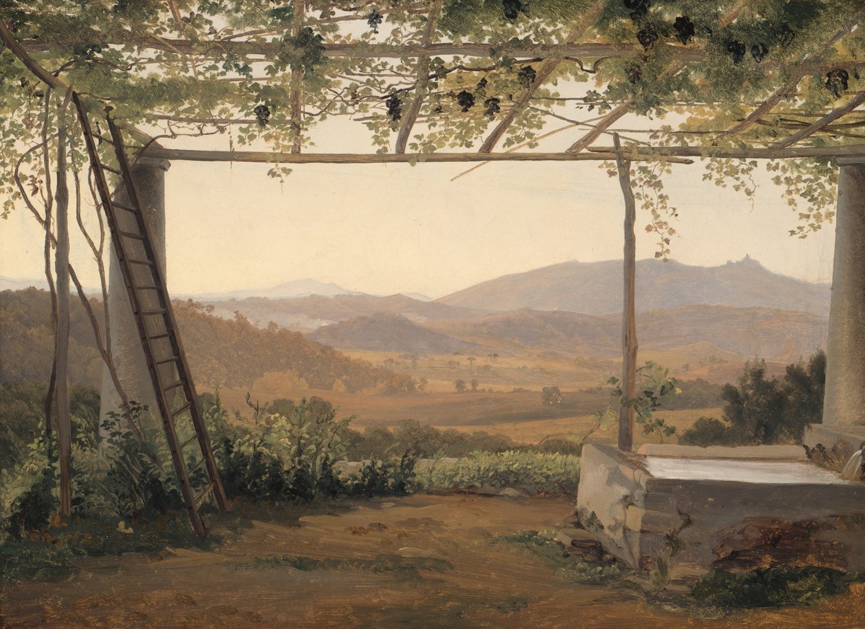 Fontanna i pergola we Włoszech, 183035. autorstwa Ernst Christian Frederik Petzholdt