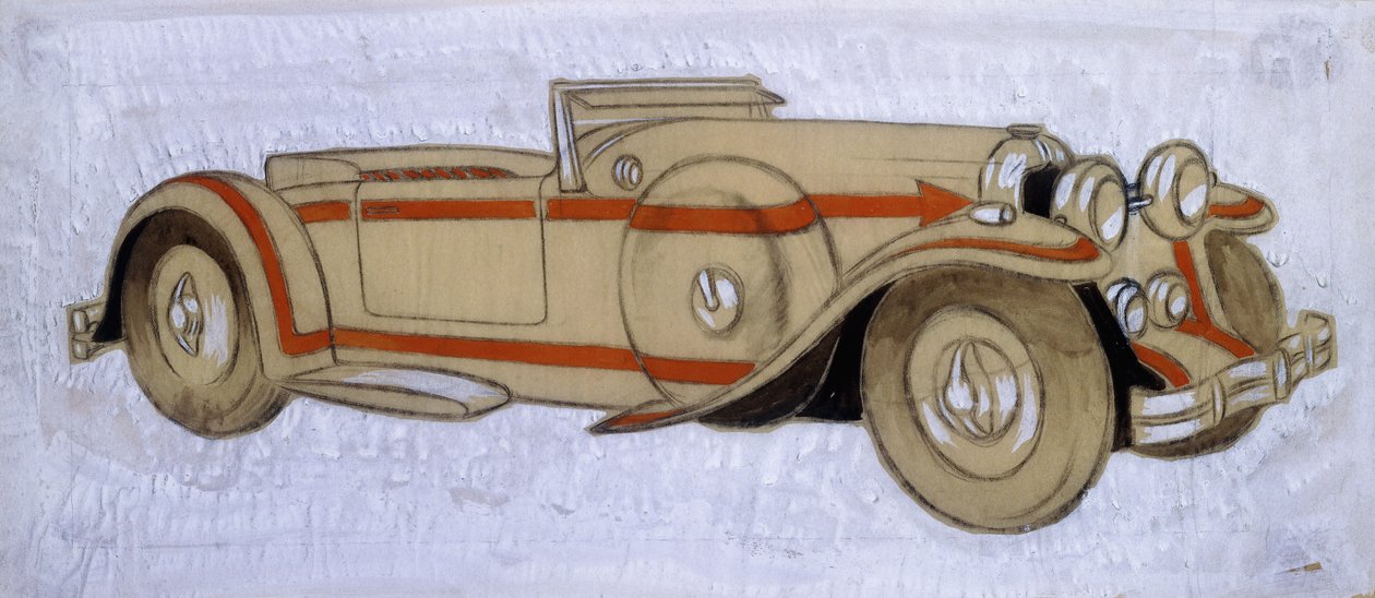 Ilustracja przedstawiająca Delage z 1924 r. z nadwoziem autorstwa Letourneur et Marchand autorstwa Ernst Deutsch Dryden
