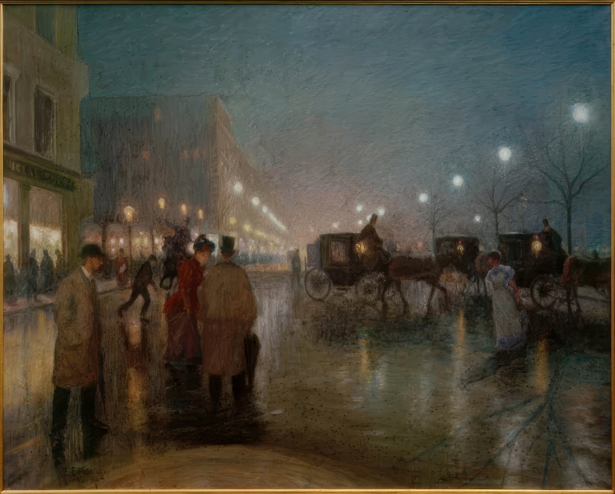 Hamburg, Jungfernstieg wieczorem autorstwa Ernst Eitner