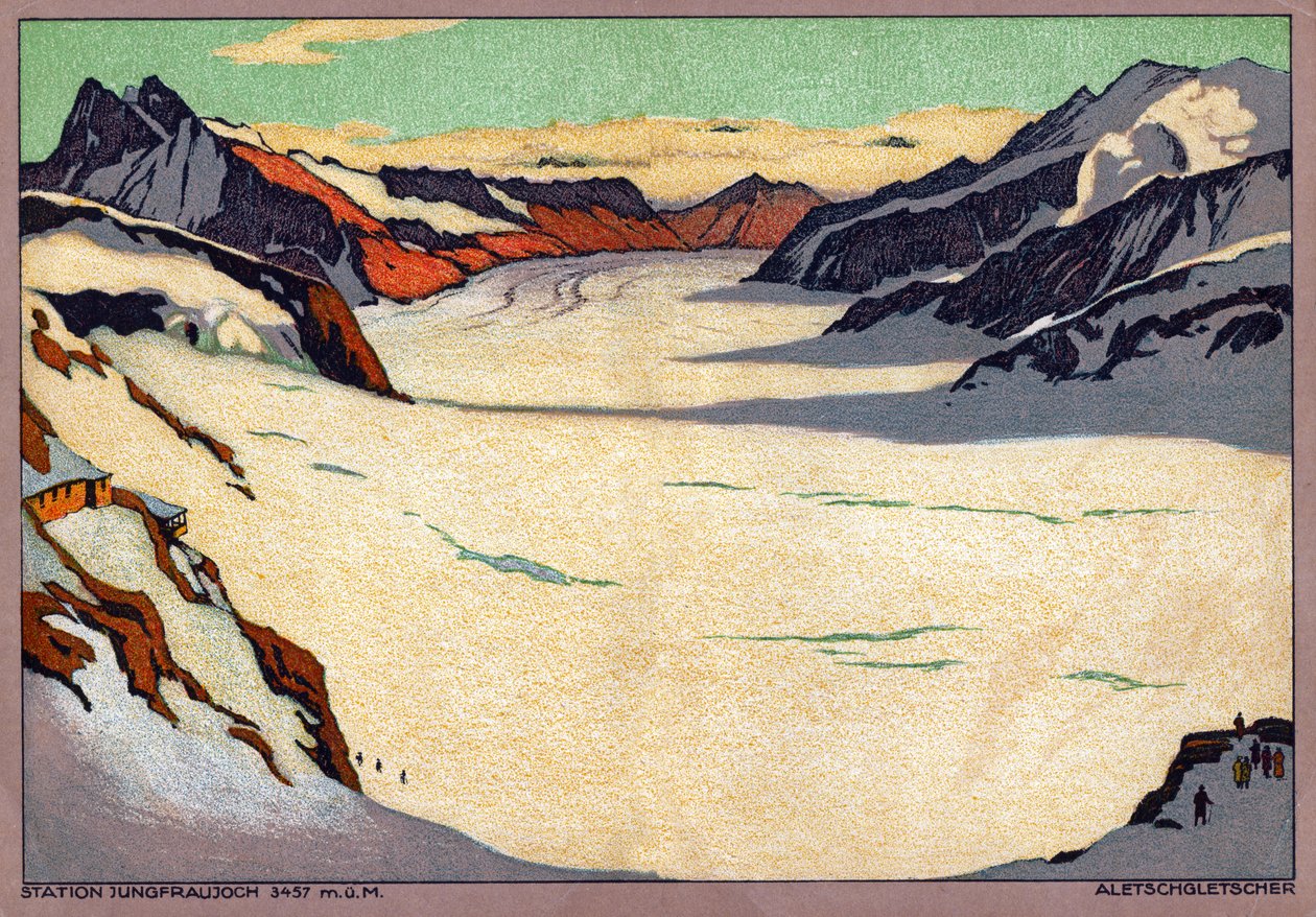 Lodowiec Aletsch, Szwajcaria. około 1920-30 (ilustracja) autorstwa Ernst Emil Schlatter