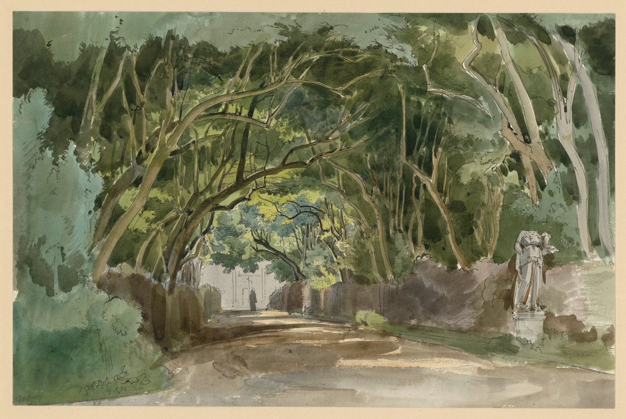 Motyw z parku Villa Borghese w Rzymie autorstwa Ernst Fries