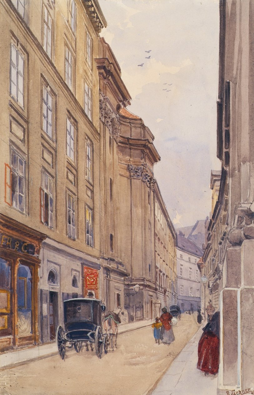 Dorotheergasse w Wiedniu ze starym Versatzamt autorstwa Ernst Graner