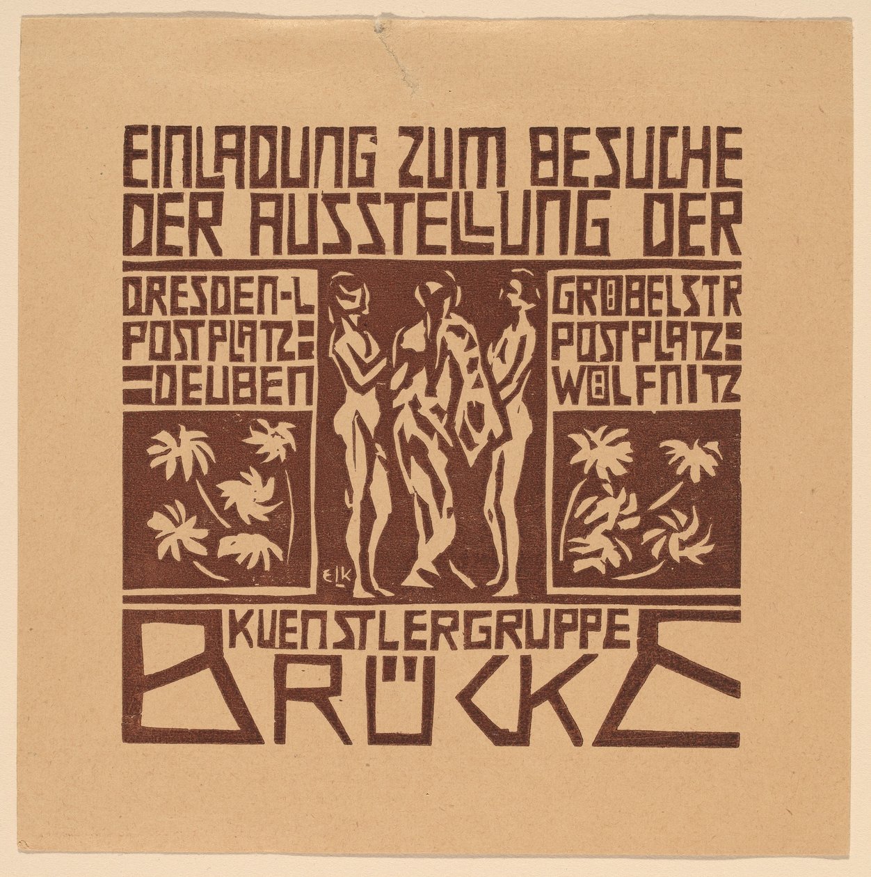 Zaproszenie...Wystawa grupy artystycznej Brücke Zaproszenie na wystawę..., 1906. autorstwa Ernst Ludwig Kirchner